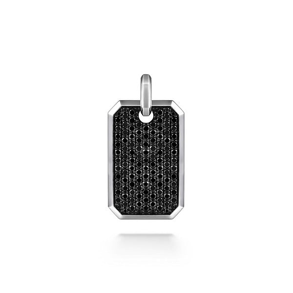 925 Sterling Silver Black Spinel Dog Tag Pendant - Bay Hill Jewelers