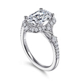 IN STOCK 14K White Gold Diamond Vintage Inspired Oval Halo Engagement Ring