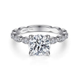 IN STOCK 18K White Gold Vintage Inspired Solitaire Diamond Engagement Ring