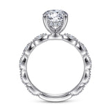 IN STOCK 18K White Gold Vintage Inspired Solitaire Diamond Engagement Ring