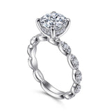 IN STOCK 18K White Gold Vintage Inspired Solitaire Diamond Engagement Ring