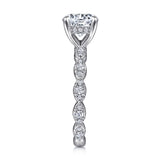 IN STOCK 18K White Gold Vintage Inspired Solitaire Diamond Engagement Ring