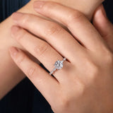 IN STOCK 18K White Gold Vintage Inspired Solitaire Diamond Engagement Ring