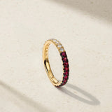 Half & Half Ruby and Diamond Thread Ring
