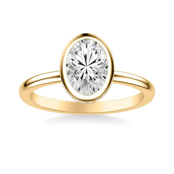 Contemporary Bezel Set Solitaire Diamond Engagement Ring with Polished Shank