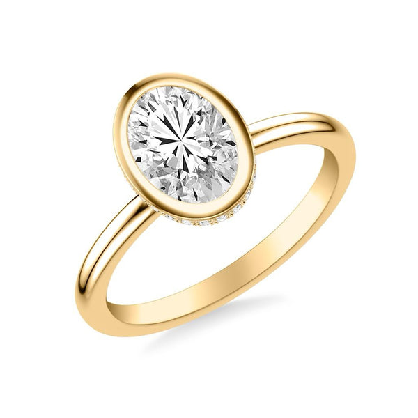Contemporary Bezel Set Solitaire Diamond Engagement Ring with Polished Shank
