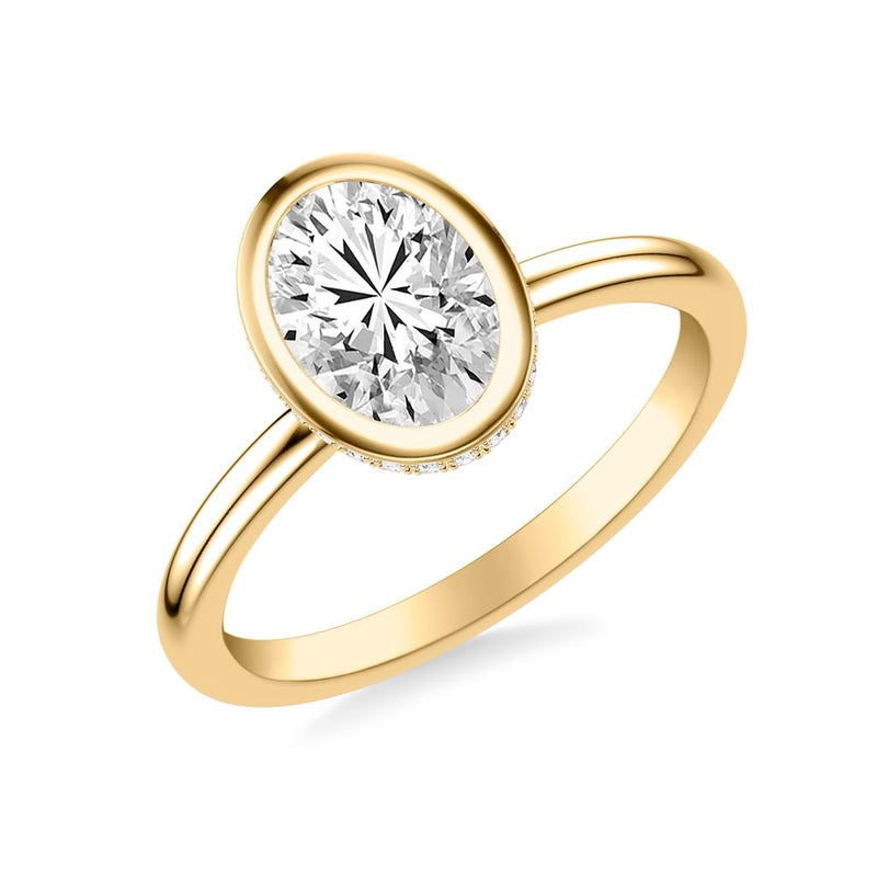 Contemporary Bezel Set Solitaire Diamond Engagement Ring with Polished Shank