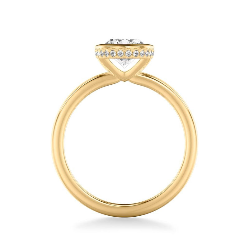 Contemporary Bezel Set Solitaire Diamond Engagement Ring with Polished Shank