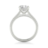 Classic Cathedral Setting Engagement Ring with Hidden Halo and Diamond Bridge with Diamond Shank