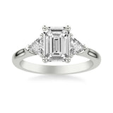 Luxe Diamond Three-Stone Engagement Ring with 3/4 CTW Trillion Sides