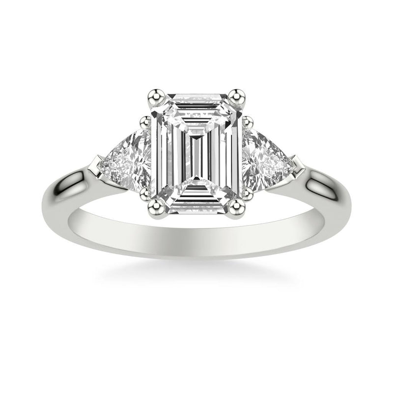 Luxe Diamond Three-Stone Engagement Ring with 3/4 CTW Trillion Sides