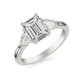 Luxe Diamond Three-Stone Engagement Ring with 3/4 CTW Trillion Sides
