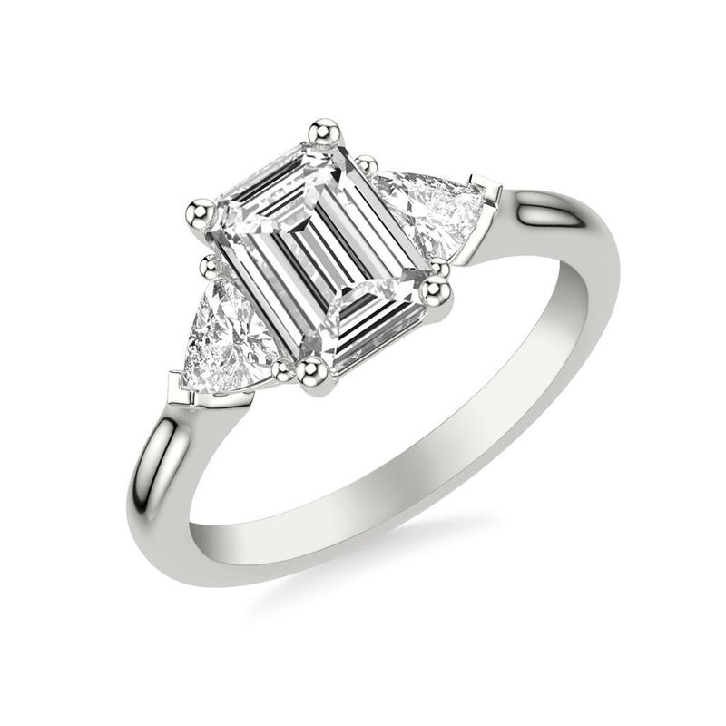 Luxe Diamond Three-Stone Engagement Ring with 3/4 CTW Trillion Sides