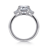 18K White Gold Emerald Cut Three Stone Diamond Engagement Ring