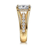 14K Yellow Gold Split Shank Oval Diamond Engagement Ring