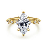 14K Yellow Gold Marquise Shape Diamond Engagement Ring