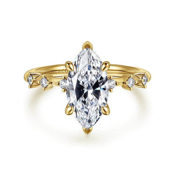 14K Yellow Gold Marquise Shape Diamond Engagement Ring
