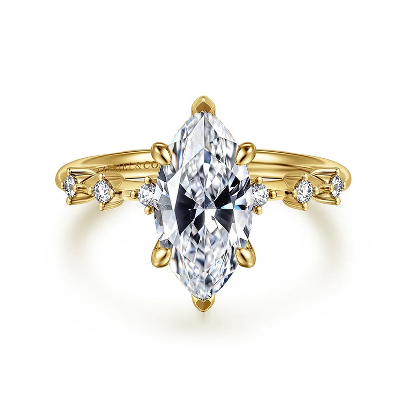 14K Yellow Gold Marquise Shape Diamond Engagement Ring