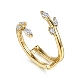 Gabriel & Co- 14K Yellow Gold Prong set Marquise Diamond Ring Enhancer - 0.3 ct - Bay Hill Jewelers