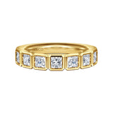 Gabriel & Co. - Lyricah - 14K Yellow Gold 7 Stone Bezel Princess Cut Diamond Anniversary Band - Bay Hill Jewelers