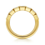 Gabriel & Co. - Lyricah - 14K Yellow Gold 7 Stone Bezel Princess Cut Diamond Anniversary Band - Bay Hill Jewelers