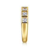 Gabriel & Co. - Lyricah - 14K Yellow Gold 7 Stone Bezel Princess Cut Diamond Anniversary Band - Bay Hill Jewelers