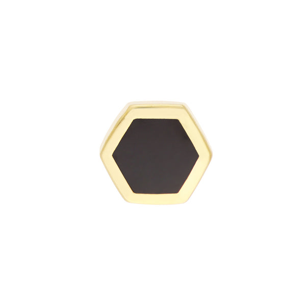 Onyx Enamel Hexagon Stud Earrings