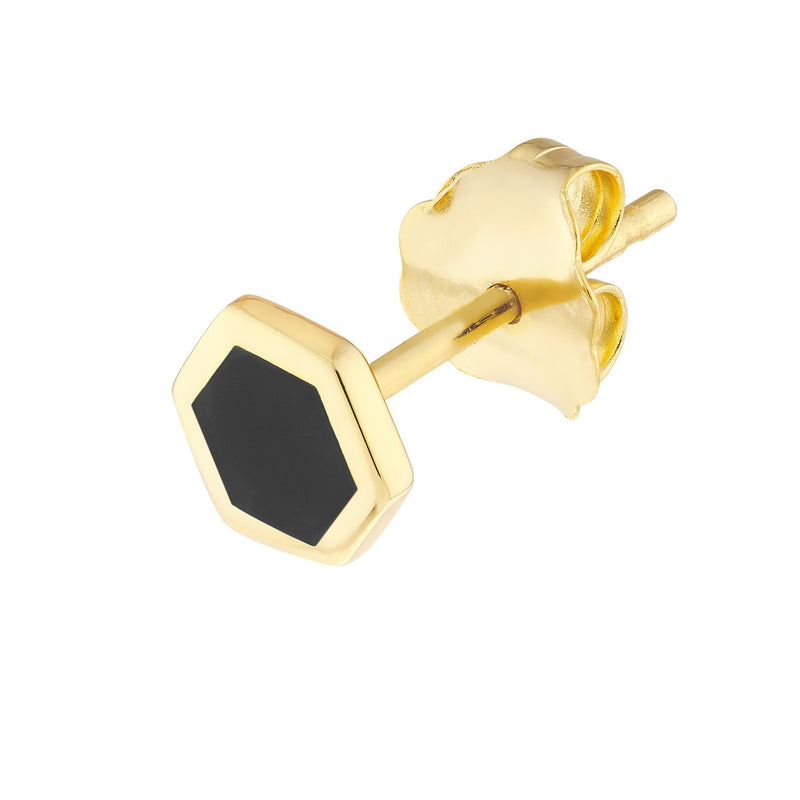 Onyx Enamel Hexagon Stud Earrings