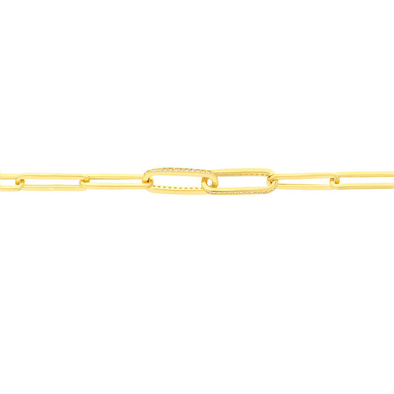 Diamond Paper Clip Link Bracelet
