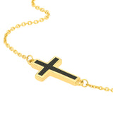 Black Enamel Sideways Cross Necklace