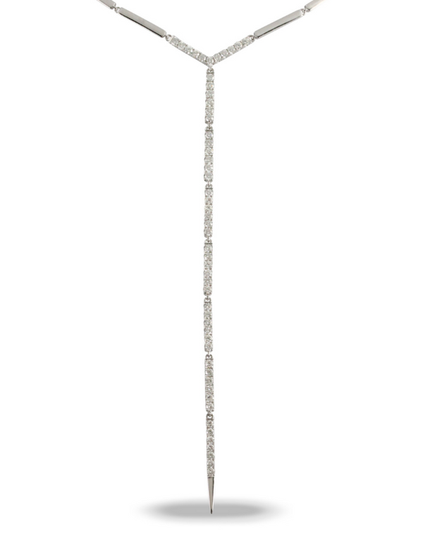 18K White Gold Diamond Lariat Necklace