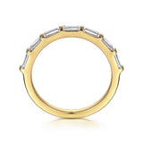 Gabriel & Co. Rena - 14K Yellow Gold Channel Baguette 7 Stone Diamond Anniversary Band - Bay Hill Jewelers