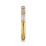 Gabriel & Co. Rena - 14K Yellow Gold Channel Baguette 7 Stone Diamond Anniversary Band - Bay Hill Jewelers