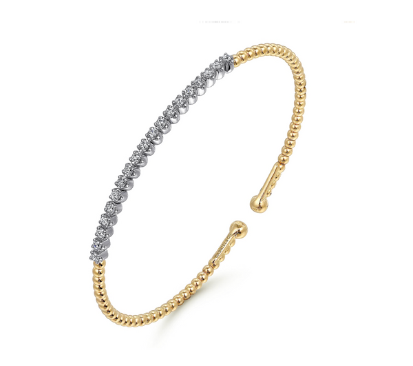 14K White-Yellow Gold Bujukan Diamond Cuff Bracelet