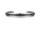Silver Open Cuff Bracelet with Black Grommet Inlay