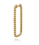 14K Yellow Plain Gold Bujukan Beads 30mm Rectangle Hoop Earrings