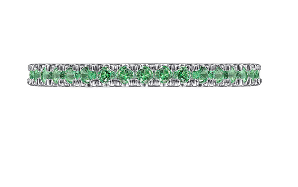 14K White Gold Emerald Stackable Ring