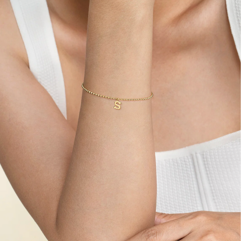 14K Yellow Gold Bujukan Initial S Bracelet