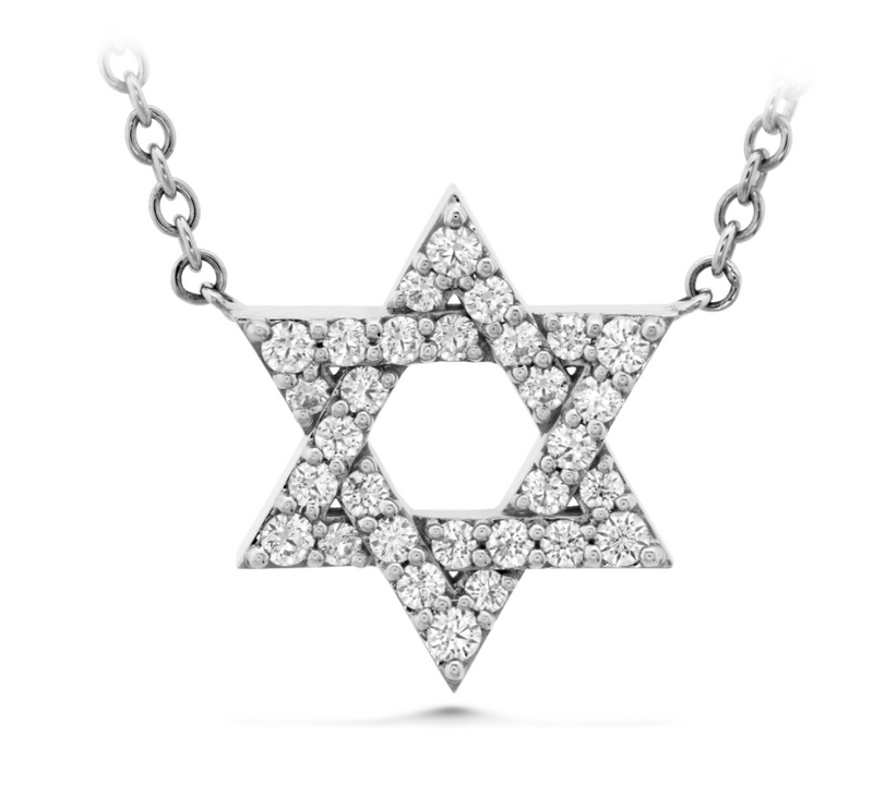 18K Yellow Gold Star of David Pendant Necklace