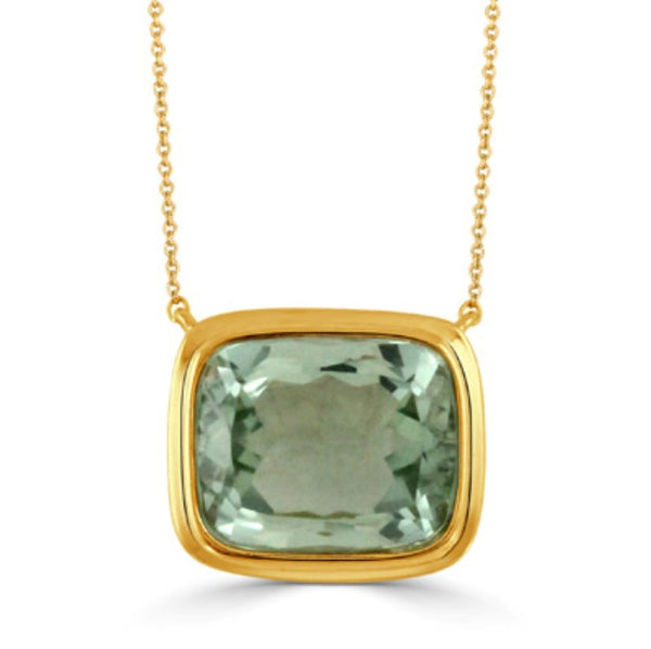 Green Amethyst Bezel Set Necklace
