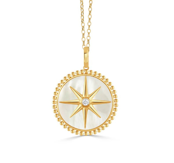 Diamond and Mother Of Pearl Charm Pendant