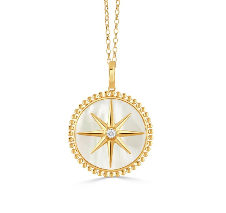 Diamond and Mother Of Pearl Charm Pendant