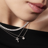 IN STOCK Hearts on Fire 11 Diamond Whimsical Small Cross Pendant, 18k White Gold, 16"