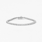 IN STOCK Hearts on Fire 12.40cttw 18K White Gold Round Diamonds Temptation Three Prong Tennis Bracelet