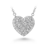 IN STOCK Memoire 0.48cttw / 73 diamond Pave Heart Necklace, 18K White Gold, 18"