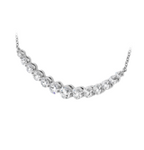 IN STOCK Memoire 2.09cttw 18K White Gold Graduated Round Diamonds Smile 18" Necklace