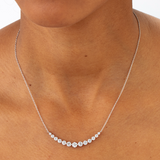 IN STOCK Memoire 2.09cttw 18K White Gold Graduated Round Diamonds Smile 18" Necklace