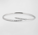 IN STOCK Memoire 1.96cttw 18K White Gold Round Diamonds Identity Bangle Graduated Bypass