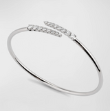 IN STOCK Memoire 1.96cttw 18K White Gold Round Diamonds Identity Bangle Graduated Bypass