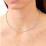 IN STOCK Memoire 4.80cttw Uniform 4-Prong Line Tennis Necklace, 18K White Gold, 15"